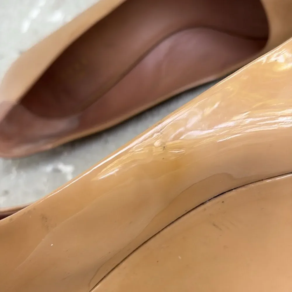 Gucci, patent leather wedge peep toe